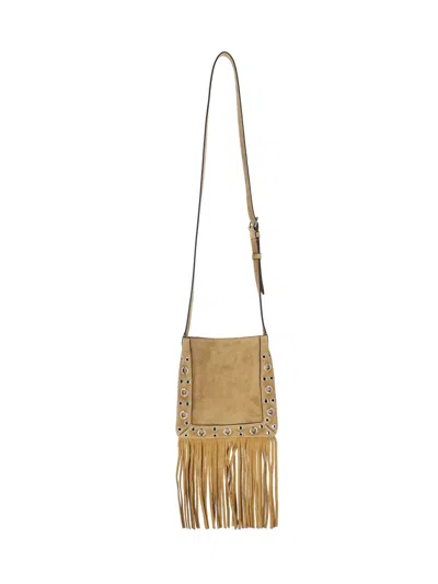 Valentino Nellcote Fringe Studded Suede Crossbody Bag In Brown