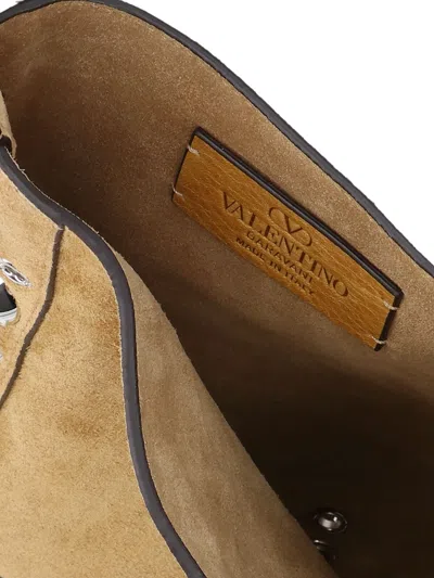 Valentino Nellcote Fringe Studded Suede Crossbody Bag In Brown