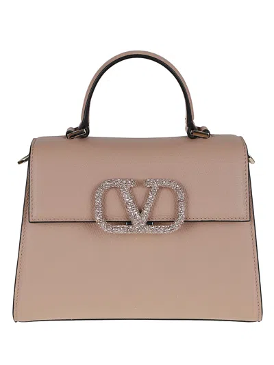 Valentino Small Structured Tote Top Handle In Brown