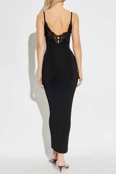 Self-portrait Long Knit Dress In Black