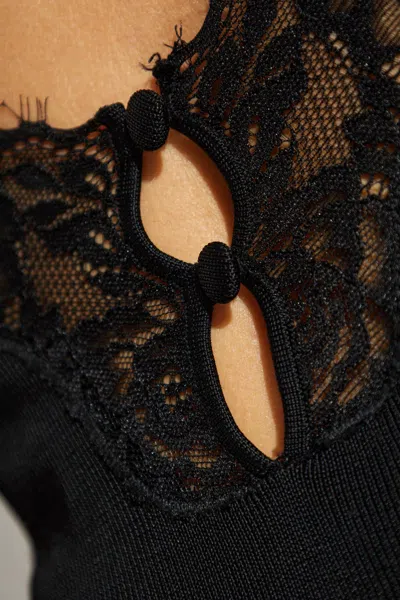 Self-portrait Long Knit Dress In Black