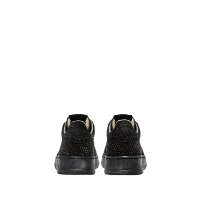 Autry Medalist Low Suede Trainers With Rhinestones In Black