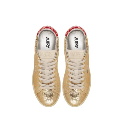 Autry Low-top Sequin Lace-up Shoes In Brown