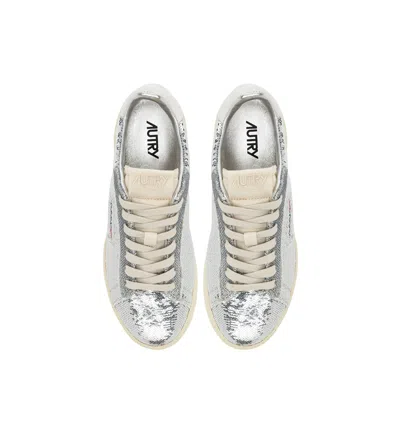 Autry "dallas Low Sparkling" Sneaker In Silver