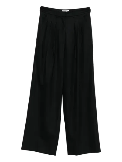 Pt Torino Cropped Wide-leg Trousers With Clean Waistband In Black