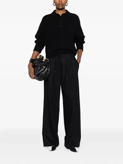 Pt Torino Cropped Wide-leg Trousers With Clean Waistband In Black
