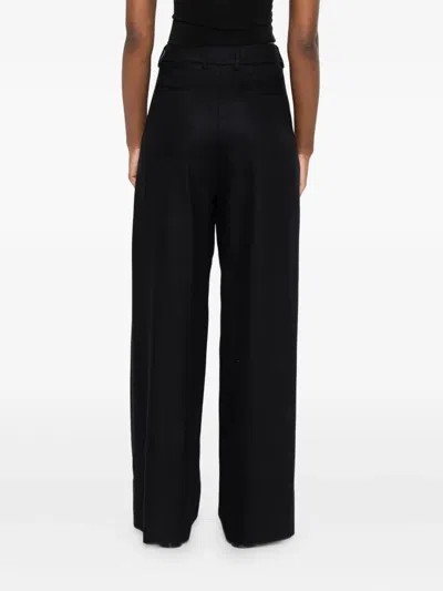 Pt Torino Cropped Wide-leg Trousers With Clean Waistband In Black