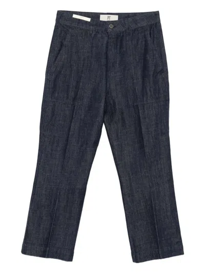 Pt Torino Patch Trousers In Blue