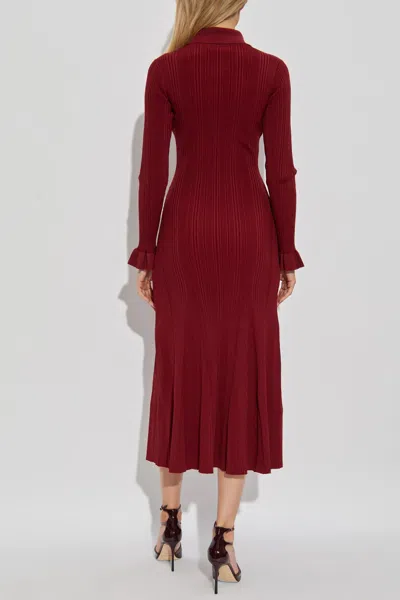 Self-portrait Knee Length Dress With Flared Cuffs And Pockets In Red