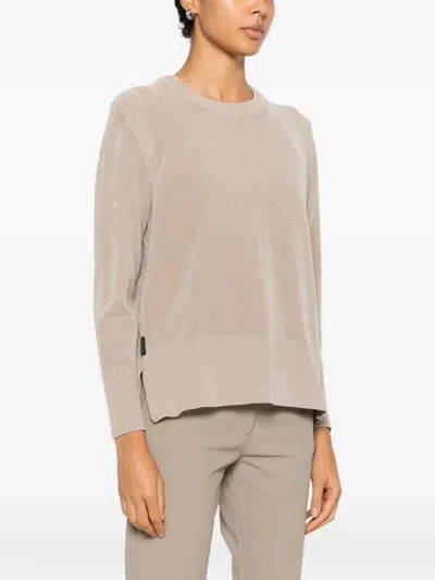 Rrd - Roberto Ricci Design Velvet Vent Round Wom Knit In Metallic