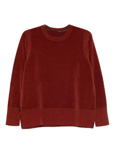 Rrd - Roberto Ricci Design Velvet Vent Round Wom Knit In Burgundy