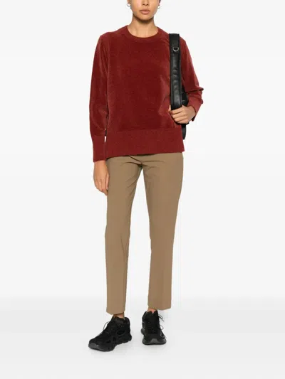 Rrd - Roberto Ricci Design Velvet Vent Round Wom Knit In Burgundy