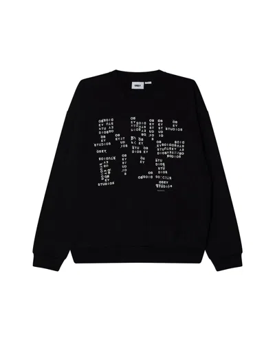 Obey Studios Stamp Extra Heavy Crew Fleece In Black