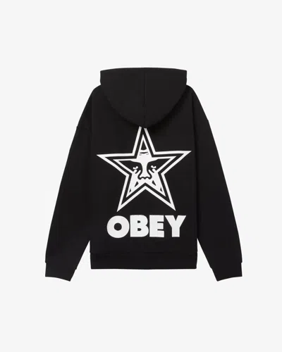Obey Bold Star Extra Heavy Hood Fleece In Black
