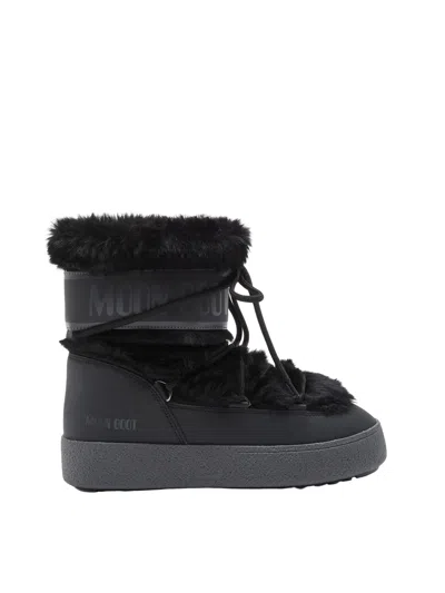 Moon Boot Stivale Ltrack Low Faux Fur Nero In Black