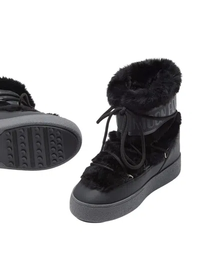 Moon Boot Stivale Ltrack Low Faux Fur Nero In Black