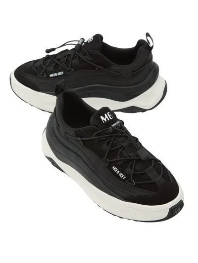 Moon Boot Fabric Sneakers With Chunky Sole And Pull Tab In Black
