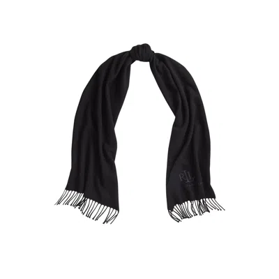 Ralph Lauren Wl Cshmr Sgn Scarf In Black
