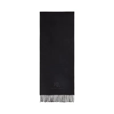 Ralph Lauren Wl Cshmr Sgn Scarf In Black