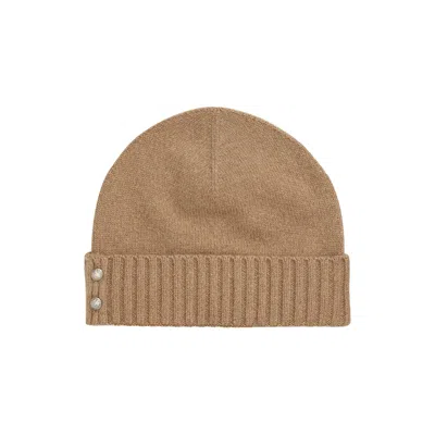 Ralph Lauren Ribbed Button Beanie Hat In Brown