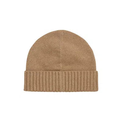 Ralph Lauren Ribbed Button Beanie Hat In Brown