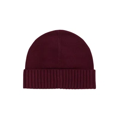 Ralph Lauren Ribbed Button Beanie Hat In Burgundy
