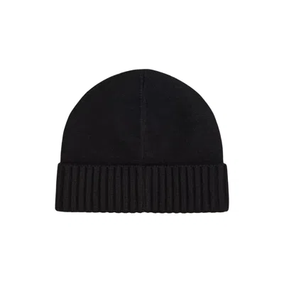 Ralph Lauren Ribbed Button Beanie Hat In Black