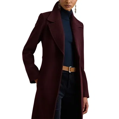 Ralph Lauren Wool Wrp 42 Lined Coat In Burgundy