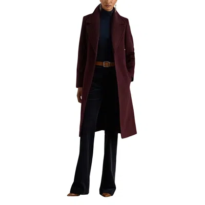 Ralph Lauren Wool Wrp 42 Lined Coat In Burgundy
