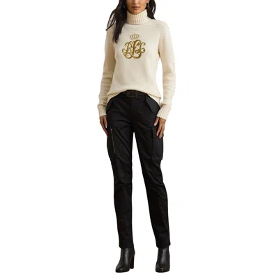 Ralph Lauren Embroidered-logo Wool-blend Turtleneck In White