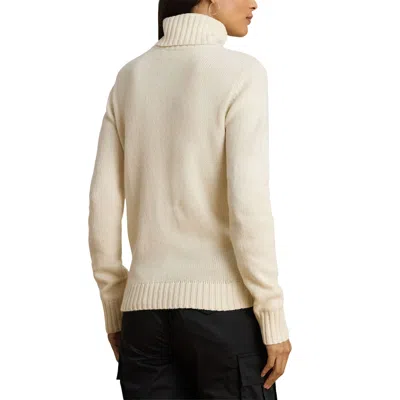 Ralph Lauren Embroidered-logo Wool-blend Turtleneck In White