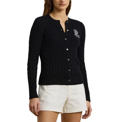 Ralph Lauren Ralhan Long Sleeve Cardigan In Black