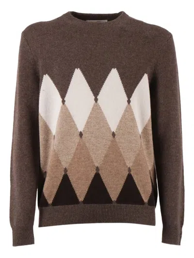 Ballantyne Diamond-patterned Round-neck Sweater In Multi