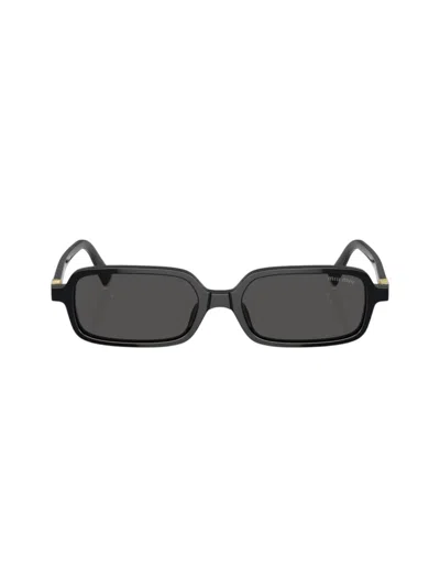 Miu Miu Miu Mens Black Mu 11zs Rectangle-frame Acetate Sunglasses In Black