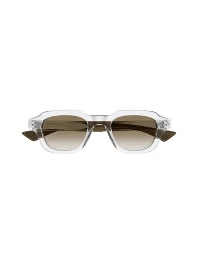 Saint Laurent Crystal-crystal-green Recycled Acetate Sunglasses In Gray