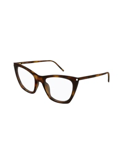 Saint Laurent Sl 214 Kate Thin Opt003-havana-havana-transparent In Brown