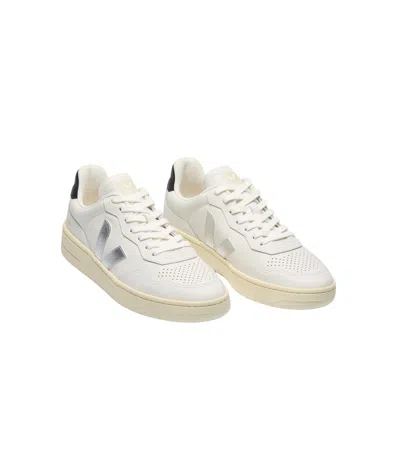 Veja V-90 Ot White Silver Black Sneakers In White
