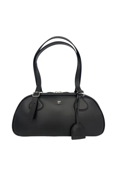 Courrèges Friday Medium Leather Bags In Black