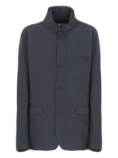 Herno Padded Jacket With High Neck And Pockets In Blue