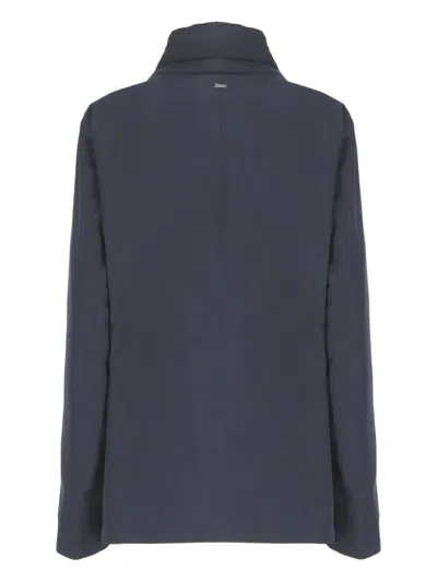 Herno Padded Jacket With High Neck And Pockets In Blue