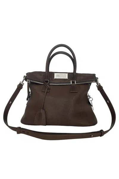 Maison Margiela 5ac Loved To Death Calf Leather Medium Top Handle Bag In Brown