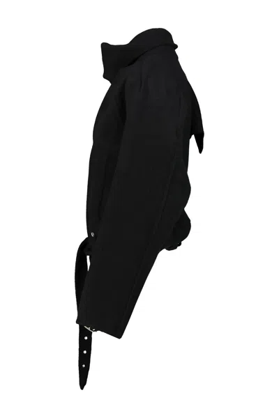 Rick Owens Concordia Cropped Scarf Flight Jacket In Black