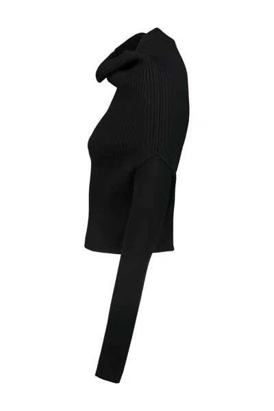 Rick Owens Ls Cowl Sweater Clothing In Black