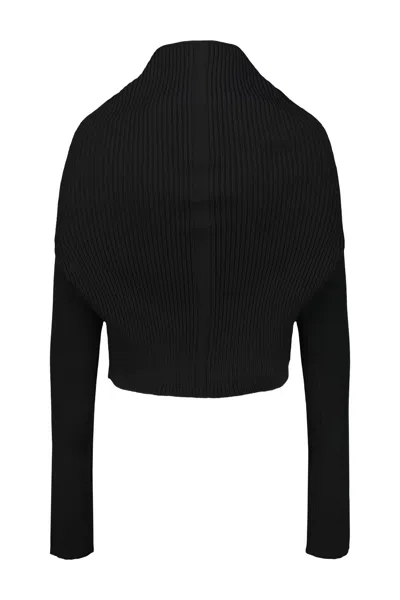Rick Owens Ls Cowl Sweater Clothing In Black