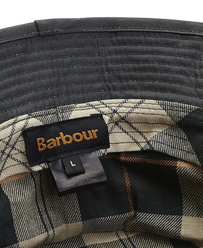Barbour Wax Bucket Hats In Green Cotton In Black