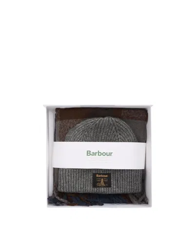 Barbour Esterdale Check-pattern Beanie Scarf Set In Brown