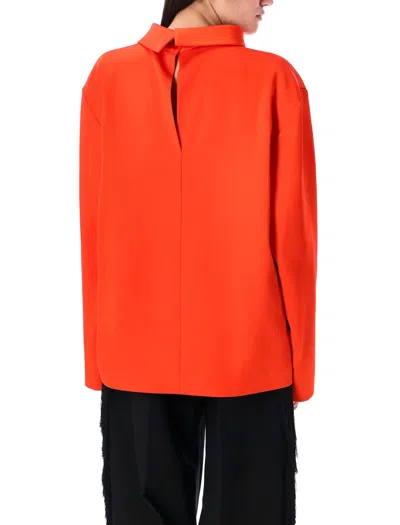 Carven Double Satin Blouse In Orange