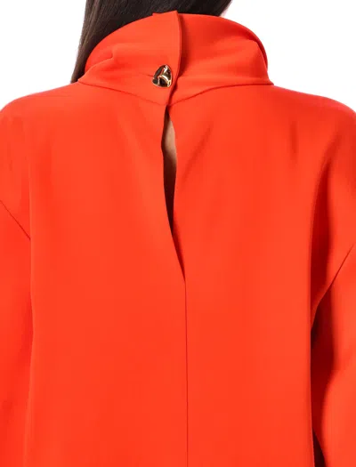 Carven Double Satin Blouse In Orange