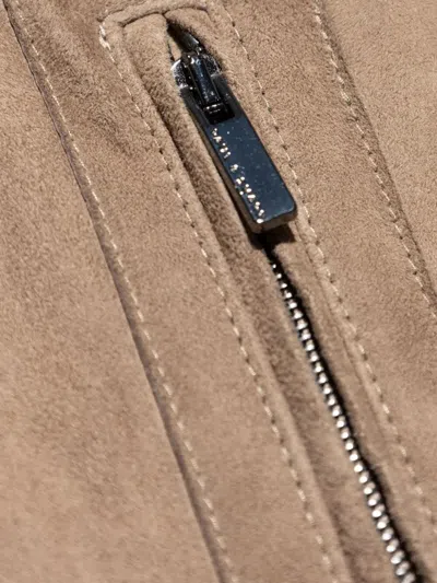 Paul&amp;shark Riviera Suede Wool Cashmere Full Zip Sweather In Multi