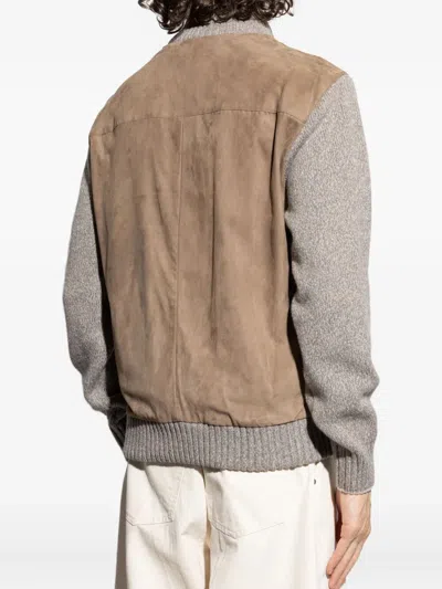 Paul&amp;shark Riviera Suede Wool Cashmere Full Zip Sweather In Multi